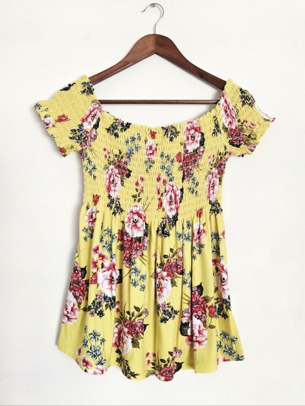 Yellow Floral Smocked Tunic